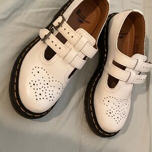 Dr. Martens White Heart Cutout Kids Shoes
